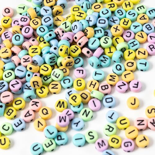 1400 PCS 4x7mm Acrylic Letter Beads Round for Jewelry Making Alphabet Beads for Friendship Bracelet Making DIY Beads for Personalized Bulk Kit