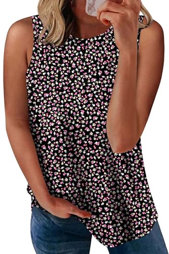 LONGYUAN Womens 2024 Summer Sleeveless Shirts Casual Tunic Beach Tank Tops Loose Fit Blouse Fl, Medium