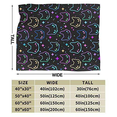 Colorful Cat Throw Blanket Plush Flannel Bed Sofa Couch Office Home Women Men Soft Warm Lightweight 50 x 60 inches