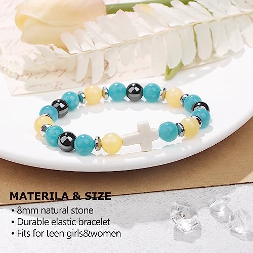 JoycuFF Sister in Christ Cross Bracelet for Women,Christian Gifts for Women Religious Easter Faith Catholic Gifts for Women,Religious Bracelets for Women