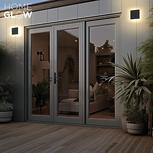 HOMEGLOW Edge LED Wall Light, Outdoor or Indoor Use. Black Modern Wall Sconce. Waterproof IP65. Warm White 3000k. AC 12W Hardwired. Durable Aluminum.