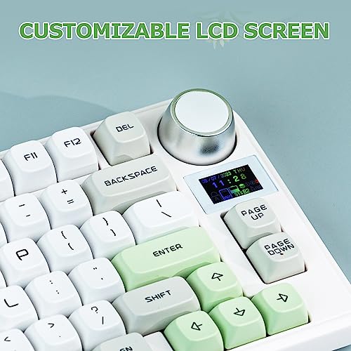 EPOMAKER TH80-X Gasket Mechanical Keyboard, 75% Layout Triple Mode Hot-swap Gaming Keyboard with 4000mAh Battery, LCD Screen, NKRO, RGB for Office/Win/Mac (Green, Epomaker Flamingo Switch)