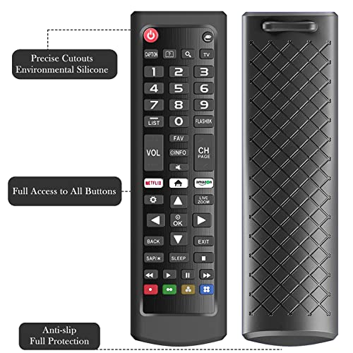 Case for LG TV Remotes, Cover for LG Smart TV Remote Control AKB75095307 AKB75375604 AKB74915305 Original, Replacement Silicone Skin Sleeve Glow in The Dark Black