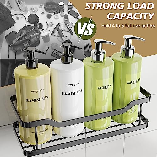 OMAIRA Shower Caddy, 2-Pack Adhesive Shower Organizer, No Drilling Rustproof 304 Stainless Steel Shower Shelves for Inside Shower & Bathroom Organizer, Matte Black (X-Large)