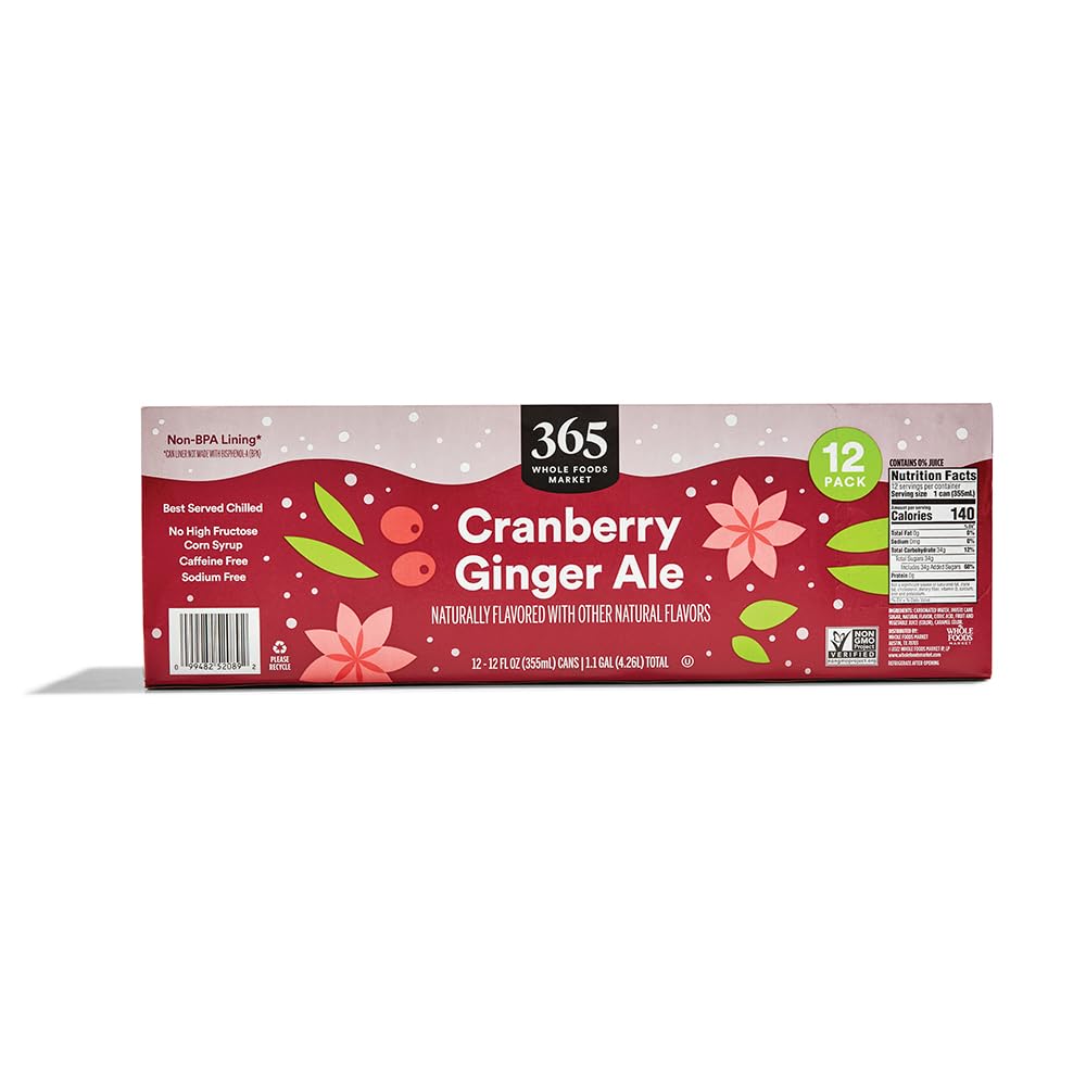 365 By Whole Foods Market, Soda Cranberry Ginger Ale 12 Pack, 12 Fl Oz