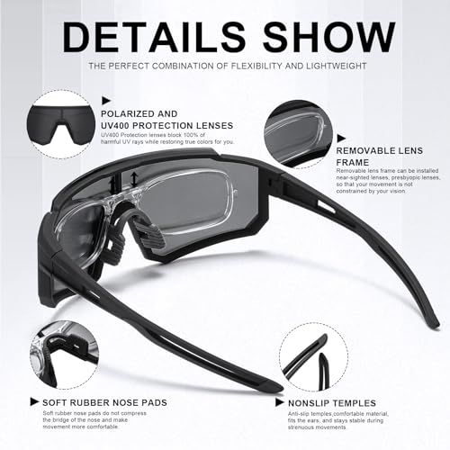TURBOPEP Polarized Sports Sunglasses for Men and Women, Fishing Baseball Running Cycling Mountain Bike Sunglass with UV Protection