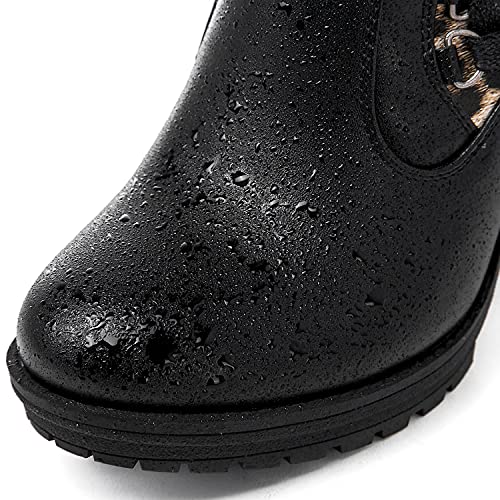 GLOBALWIN Black Platform Boots High Heel Chunky Boots For Women 5.5M