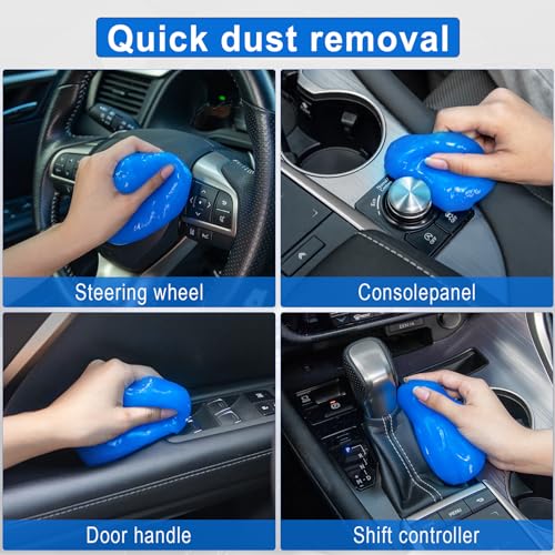 JUSTTOP 2 Packs Universal Cleaning Gel for Car, Detailing Putty Gel Detail Tools Car Interior Cleaner Laptop Cleaner(Blue)