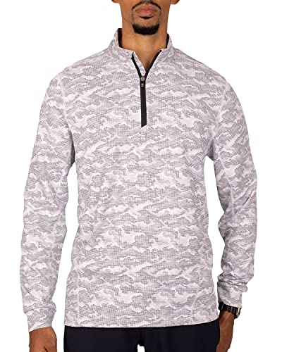 Cutter & Buck Traverse Camo Print Stretch Quarter Zip Mens Big and Tall Pullover, Navy Blue, 5XB