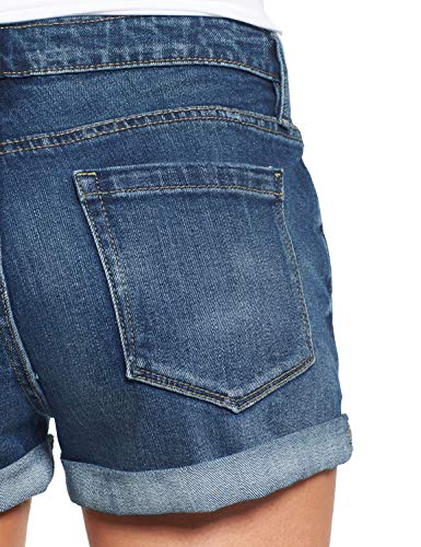 luvamia Women's Ripped Denim Jean Shorts High Waisted Stretchy Folded Hem Short Jeans Black Size Medium