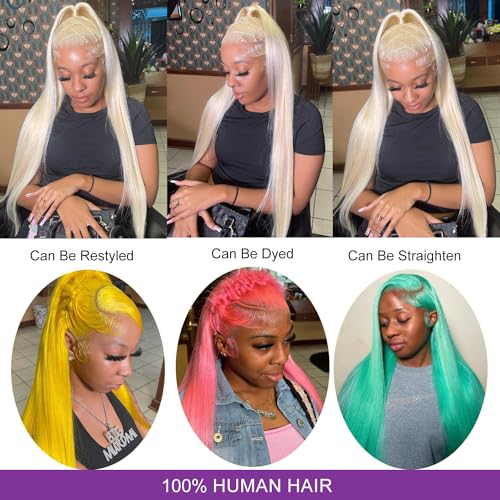 XUDXUD 360 613 Lace Front Wig Human Hair Blonde Straight 200 Density HD Lace Front Glueless Pre Plucked Full Lace Wigs Human Hair 613 Frontal wig 40Inch
