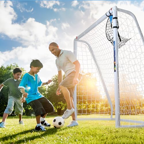 Hokicyos Soccer Goal for Backyard 6×4, 8×6 and 10×6.5 Soccer Goals with One Soccer Target Net and One Soccer Net, Weatherproof Soccer Goals with One Carry Bag for Kids and Adults' Practice or Training