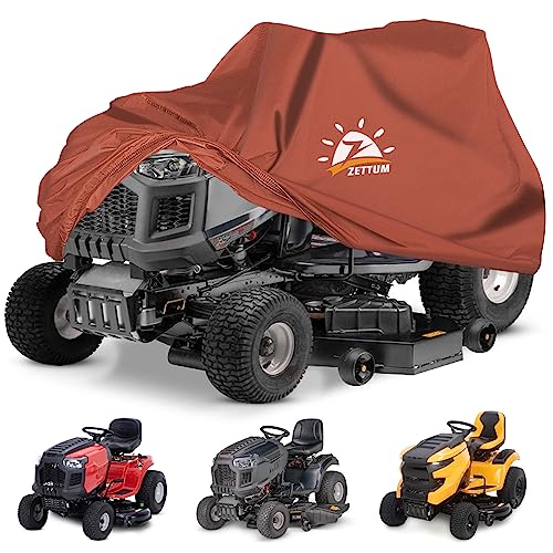 Zettum Riding Lawn Mower Cover - Lawn Tractor Cover Heavy Duty& Waterproof, 600D Outdoor Mower Cover Universal fit with Storage Bag for John Deere, EGO, Toro, Craftsman, Husqvarna, Honda and More
