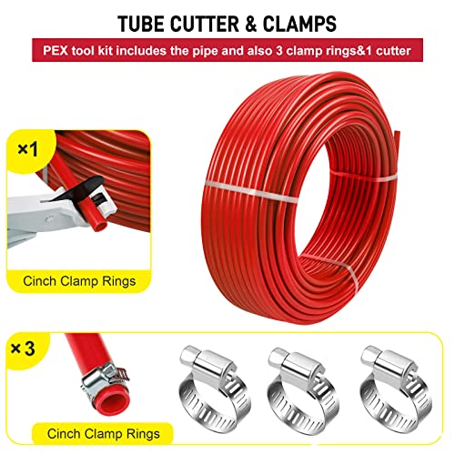PEX Pipe 1/2 Inch 300ft 1 Rolls PEX Tubing EVOH PEX-B Pipe Oxygen Barrier Durable Leakage-Proof Flexible for Residential Water Lines in Homes PEX Radiant Heat Tubing(Red)