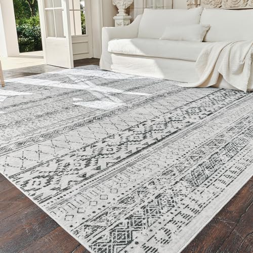 Area Rugs for Living Room - 2x6 Machine Washable Boho Moroccan Rug Distressed Neutral Carpet Non Slip Soft Indoor Rug for Bedroom Dining Room Playroom Office