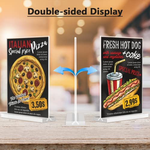 MaxGear Acrylic Sign Holder 8.5x11 Inches 2 Pack, Double Sided Clear Display Stand Table Top Sign Paper Holder, Vertical Menu Flyer Holder, Plastic Sign Frame for Stores, Restaurants, Hotels, Office
