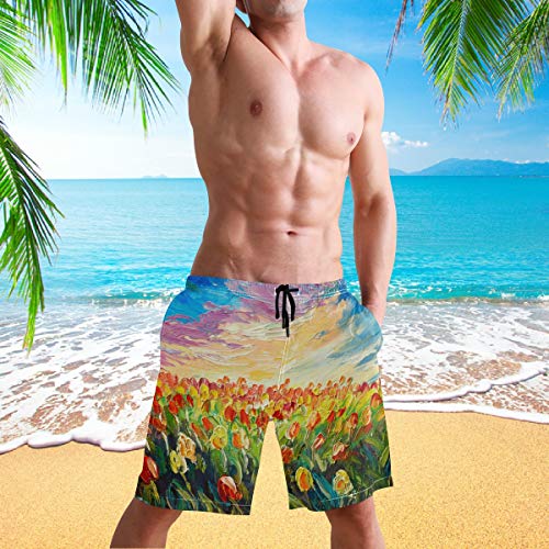 visesunny Rainbow Mermaid Underwater World Summer Men's Swim Trunks Quick Dry Bathing Suits Beach Holiday Party Swim Shorts