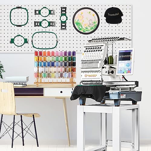 Smartstitch S-1501 Commercial Embroidery Machine with 15 Needles,14"x20" Embroidery Area,1200SPM Max Speed,12" Touch Screen, Wifi available, capable of embroidering on 3D Caps, Flat, T-shirt and more