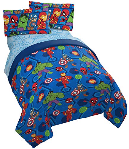 Jay Franco Disney Moana Full Comforter Set – Tropical Patchwork 7 Piece Bedding Features Pua and HEI HEI -Includes Sheet Set & Pillow Covers - Super Soft Kids Microfiber Bed Set