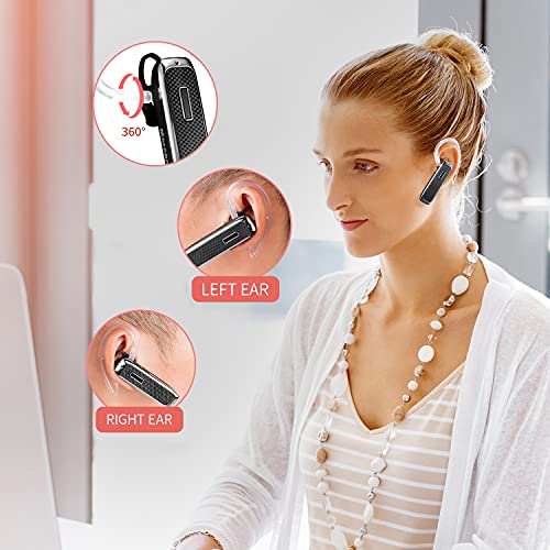 Marnana Bluetooth Headset, Hands-Free Wreless Bluetooth Earpiece with 18 Hours Playtime and Noise Cancelling Mic for iPhone Samsung Android Cell Phone Truck Driver - Black