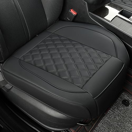 Vankerful 1 Pack Leather Front Car Seat Covers,Bottom Seat Covers for Cars,Driver Car Seat Cover,Luxury Seat Protectors,Waterproof,Anti-Slip,Full Wrap,for Most Vehicles,Sedan,Truck,SUV(Black)