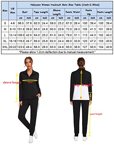 HALCYEEN Women's Striped Jogging Suits Set Soft Cotton Pants and Jacket Outfit with Pockets Army Green S