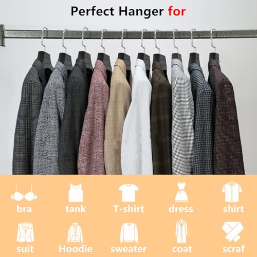 DEDU Suit Hangers for Men 40 Pack, Extra Wide Suit Hanger Non Slip Width 17.7", Thick Plastic Coat Hangers Grey with 360° Swivel Metal Hook