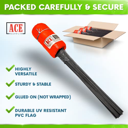 Fluorescent Orange Marking Flags For Lawn - 4x5-Inch Flag - 15-Inch Wire - 50 Pack - Perfect For Lawn Flags, Landscape Flags, Marker Flags For Lawn, Survey Flags, Sprinkler Flags, Irrigation Flags