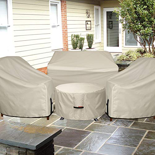 Porch Shield Fire Pit Cover - Waterproof 600D Heavy Duty Square Patio Fire Pit Table Cover Beige - 50 x 50 inch