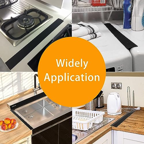 ItsNio Silicone Stove Gap Covers (2 Pack), Stove Gap Guard, Heat Resistant Oven Gap Filler, Easy Clean,25 Inches, Black