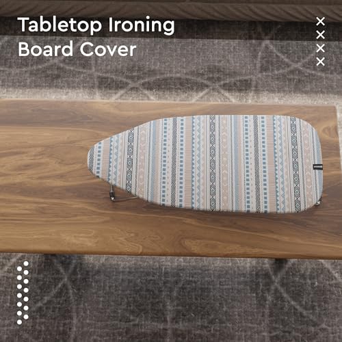Encasa XO Ironing Board Cover and Pad 42"x14" - Thick 3mm Felt Padding, Drawstring Tightening & Lock, Easy Fit, Scorch & Stain Resistant, Fits Medium Ironing Board - Zig Zag Peri