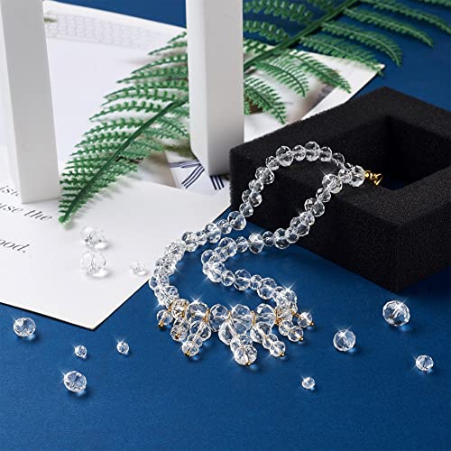 Cheriswelry 20Pcs Faceted Glass Beads Printed Rondelle Crystal Bracelet Spacer Beads 10 Colors 12x9mm for DIY Necklace Earring Craft Jewelry Making