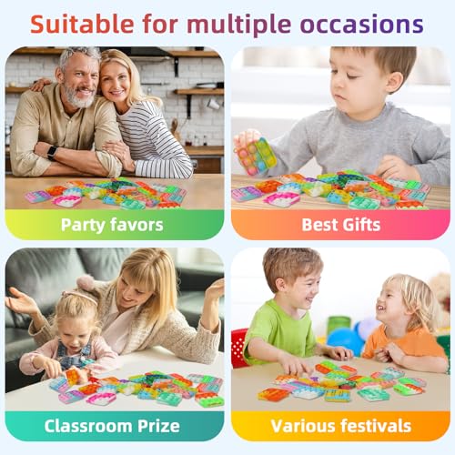 57PCS Party Favors for Kids,Fidget Toys Bulk Its Birthday Party Favors for Kids Toddlers Adult, Small Classroom Prizes Box Fidgets Toys for Kids, Goodie Bag Stuffers, Treasure Chest, Bubbles Poppers