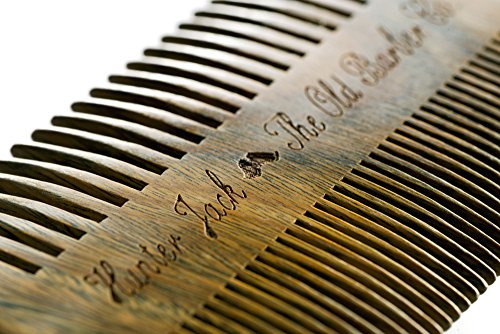 Sandalwood Beard Comb for Men - Handmade Beard & Mustache Comb - Premium Wooden Comb - Mens Comb with Fine & Wide Tooth - Pocket Combs for Men - Wood Comb in PU Leather Case by Hunter Jack