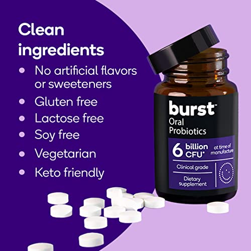Burst Oral Probiotic - Bad Breath Support for Adults - Chewable Dental Oral Probiotics for Immune Support, Fresh Breath with Blis K12 & M18 - Mint (45 Count)