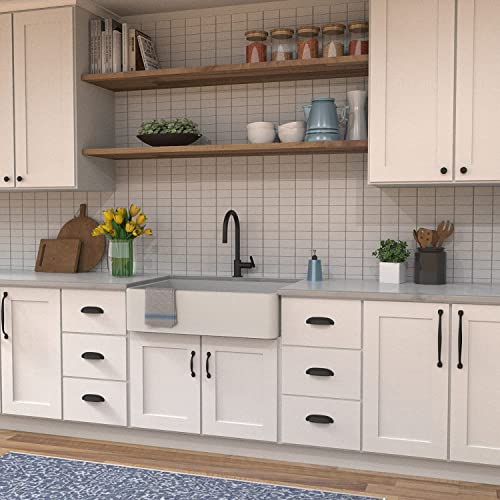 Hickory Hardware 1 Pack Solid Core Kitchen Cabinet Pulls, Luxury Cabinet Handles, Hardware for Doors & Dresser Drawers, 12 Inch Hole Center, Black Iron, Refined Rustic Collection