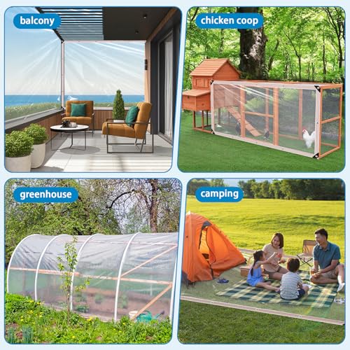 Clear Tarps Heavy Duty Waterproof 7x12,Clear Plastic Tarp with Grommets,Transparent PVC Vinyl Tarpaulin for Outdoor,Plant,Garden,Chicken Coop,Patio,Cat Litter