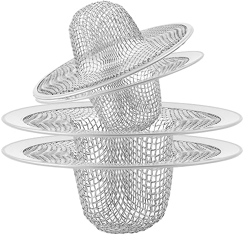 FURNIFE 3pcs Kitchen Sink Strainer, Stainless Steel Sink Strainers for Kitchen Sinks,Large Wide Rim 4.5" Diameter (Two Types)