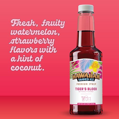 Hawaiian Shaved Ice Lemon-Lime Syrup - Nut Soy Dairy Free - Flavor Fluffy & Crunchy Snow Cones - Shelf Stable - Makes 8 Servings - 16 ounces