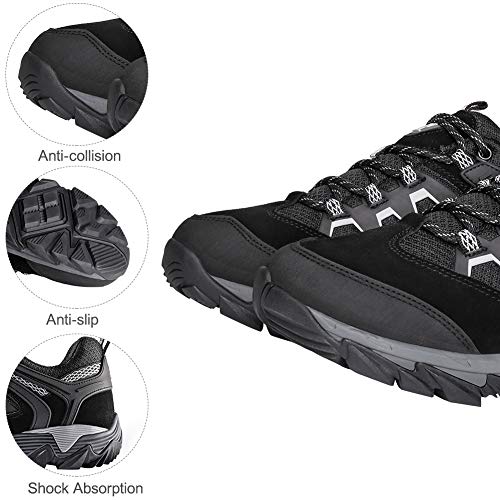 CAMEL CROWN Hiking Shoes Men Breathable Non-Slip Sneakers Lightweight Low Top for Outdoor Trailing Trekking Walking 12 Grey