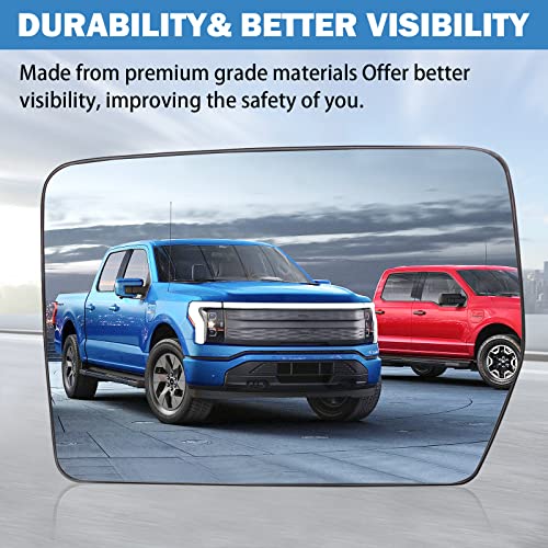 Driver Left Side Heated Mirror Glass Compatible with 2004-2014 Ford F150 - Exterior Side Rearview Convex Mirror w/backing Holder - Replace# 4L3Z-17K707-DB