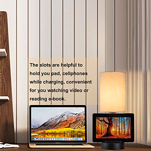 Dreamholder Table Lamp with 3 USB Charging Ports, Modern Desk Lamp with AC Outlet and Phone Stands, Perfect Bedside Lamp for Bedroom, Living Room, Office (Pack of 2)