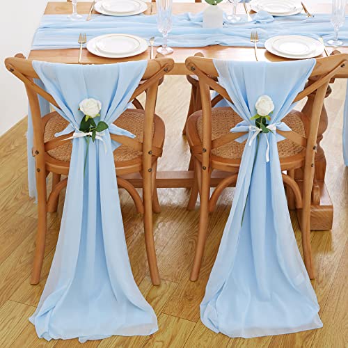 Beige Chiffon Table Runner Sheer: 10 Pieces 14x120 Inches Wedding Table Runners - 10ft Soft Fabric for Bridal Baby Shower Decorations