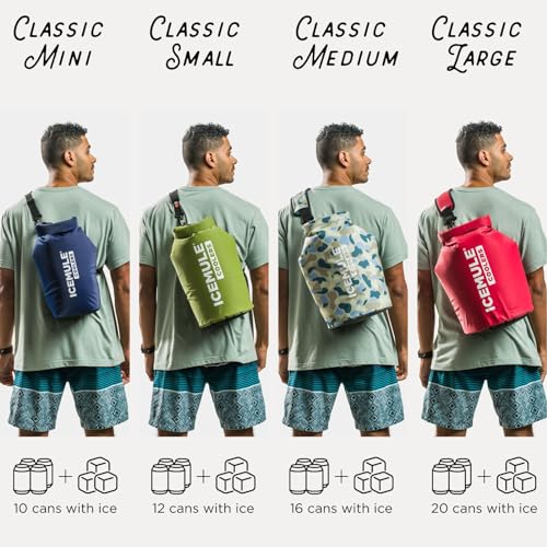ICEMULE Classic Medium Collapsible Sling Strap Cooler – Hands Free, 100% Waterproof, 24+ Hours Cooling, Soft Sided Cooler for Hiking, Camping, Fishing & Picnics, 15 Liter, Fits 16 Cans + Ice