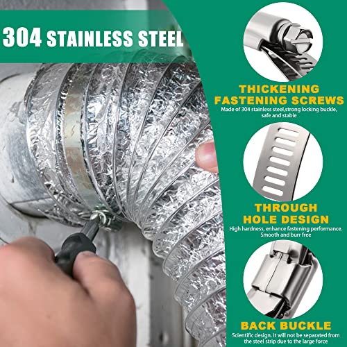 OURU 10Pack 2.5 inch Hose Clamp,Stainless Steel Large Hose Clamps Adjustable from 1-13/16"-2-3/4"/46-70mm,Metal Worm Drive Gear Duct Clamp for Air Ducting,Dryer Vent Hose,Fuel Line,Plumbing,Automotive