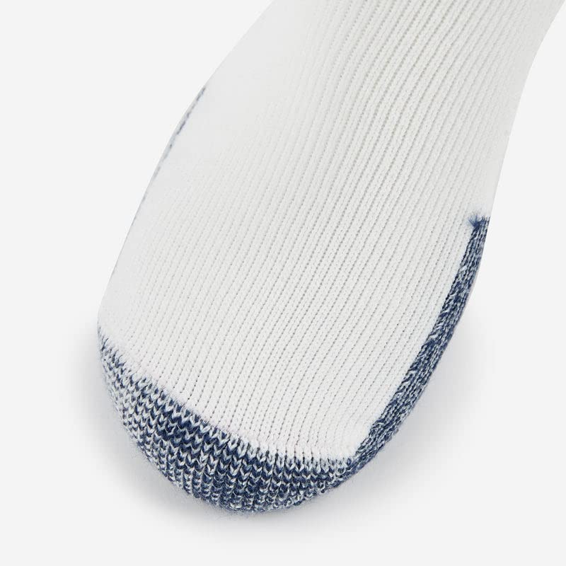 thorlos unisex adult Max Cushion J Rolltop Running Socks, White/Navy (6 Pairs), Large-I US