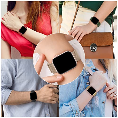 Steezrd 3 Pack Mesh Metal Bands Compatible with Apple Watch Band 38mm 40mm 41mm 42mm 44mm 45mm 49mm, Stainless Steel Magnetic Loop Strap for iWatch Ultra/2 Series 9/8/SE/7/6/5/4/3/2/1 Men Women
