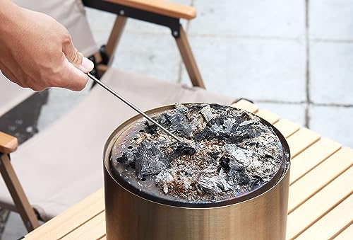 PANDAHOME Smokeless Tabletop Fire Pit with Foldable Stands | Fireplace for Urban&Suburbs | Fueled by Pellets or Wood, Durable Stainless Steel with Travel Bag, Safe Burning, 10 x8.6 IN, 2.8 lbs, Silver