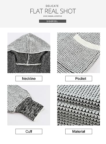 Sidefeel Cardigan Sweaters for Women Oversized Plaid Loose Fit Hooded Cardigans Open Front Fall Outfit 2024 Apricot Medium