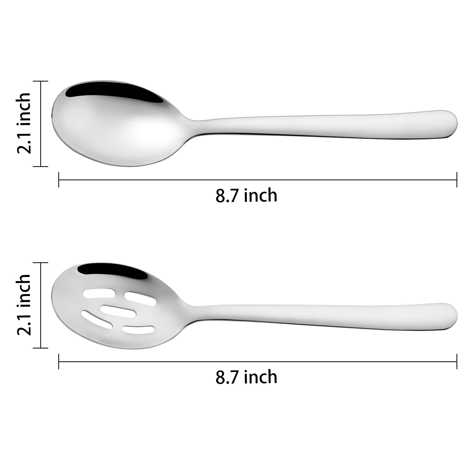 Serving Spoons x2, Slotted Spoons x2, 8.7 inches Utility Advanced Performance Skimmer Perforated, 304(18/8) Stainless Steel Serving Spoons Set for Buffet Can Banquet Cooking Kitchen Basics